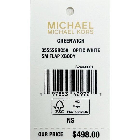 NEW Michael Kors Greenwich Small Shoulder Flap Crossbody Bag Optic White Purse - Picture 5 of 5